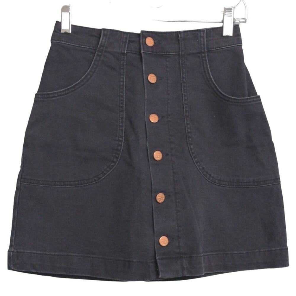 Marine Layer Archive A Line Skirt Women's 0 Black Mini Stretch Dark Academia